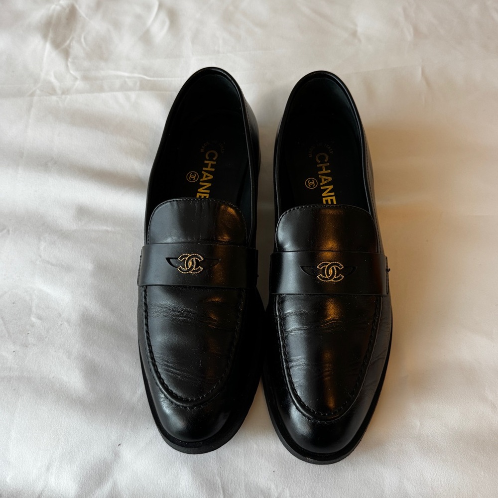 Chanel Black Leather Loafers for Women or Men